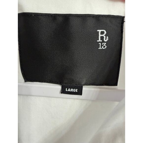 R13 Oversized Boxy Button Pp Shirt Short Sleeve White Relax Sz L Cotton - Picture 12 of 16
